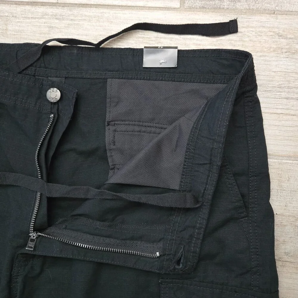 NWT CSG Unity Black Cargo Shorts Men's Snapbutton Flap Pocket Ripstop Utility 42